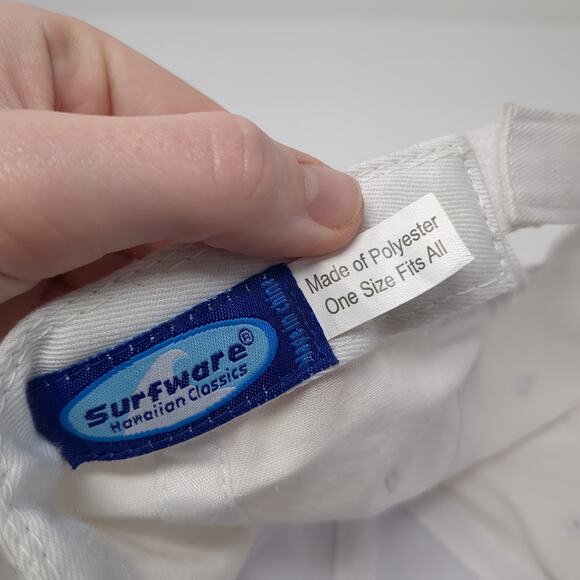 Hawaii Strapback Baseball Cap White One Size Adjustable Embroidered Surfware - Picture 8 of 8